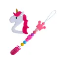 Set dentizione unicorno bianco e catenella portaciuccio corona rosa per neonati - Massaggiagengive E Catenella Rosa Forte