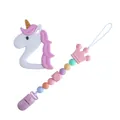 Massaggiagengive unicorno in silicone bianco con catenella arcobaleno e clip a corona - Massaggiagengive E Catenella Viola