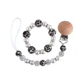 Leopard print silicone beads and beech wood baby pacifier clip with matching bracelet set - Bracelet And Pacifier Clip / Leopard Print