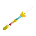 Silicone pacifier clip with yellow crown and colorful macabre beads for baby teething - Yellow Pacifier Clip