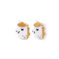 Paire de boucles d'oreilles licorne mignonnes blanc et or avec finition brillante - Licorne Jaune