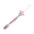 Pink crown silicone pacifier clip with macaron colored beads for infant teething - Purple Pacifier Clip