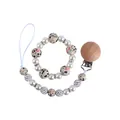 Baby Schnullerkette und Silikon-Beißring-Armband Set mit Terrazzo- und Kristallperlen - Armband Und Schnullerkette / Gelb