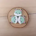 Trois perles de renard en silicone vert menthe pour attache-tétines et dentition bébé - Chat Vert