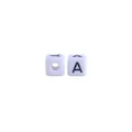 10mm witte kunststof kubuskraal met zwarte letter A voor DIY naamjuwelen kinderen - Letter A