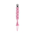 Catenella portaciuccio in cotone rosa intrecciato a mano con frange e clip - Rosa