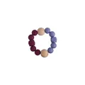 Baby teething ring with purple silicone beads and natural beech wood octagonal beads - Lilac Purple Teether