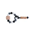 DIY silicone and beech wood MOM keychain pendant with black, grey, and white teething beads - Black