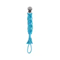 Catenella portaciuccio intrecciata a mano azzurra in cotone con clip in metallo e nappa - Blu