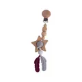 Silicone feather baby pacifier clip with star wood beads and burgundy accents - Gray