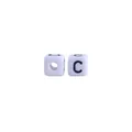Witte 10mm plastic kubuskralen met zwarte letter C voor DIY speenkettingen baby - Letter C