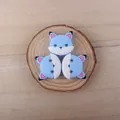 Perles de dentition koala en silicone alimentaire en mélange bleu clair et blanc - Chat Bleu