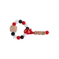 Red and black silicone bead bracelet with MOM wooden letters and lobster clasp hook - Red
