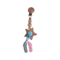 Handmade silicone feather and wooden star baby pacifier clip with blue crochet bead - Blue