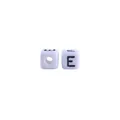 Witte 10mm vierkante kunststof kralen letter E voor DIY baby speenkoorden maken - Letter E