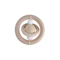 Nordic wooden baby rattle with white silicone beads for teething and motor skill training - White