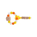 Silicone and wood bead keychain with MOM cubes and yellow lobster clasp for moms - Yellow