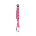 Catenella portaciuccio in cotone intrecciato rosa con clip in metallo e nappa - Rosso rosa