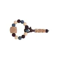 Silicone and beech wood bead teething bracelet with MOM engraved blocks and clasp - Brown