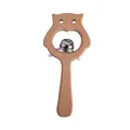 DIY cartoon owl wooden baby rattle and teether with polished natural beech wood texture - Owl Style 1 (Single Bell)