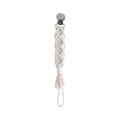 Catenella portaciuccio in cotone macramè beige fatta a mano con clip in metallo - Bianco avorio