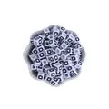 7mm white cube alphabet beads with letter D for DIY bracelet making projects - Letter D