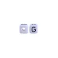 10mm witte kunststof kubus kralen met zwarte letter G voor DIY baby naam armbanden - Letter G
