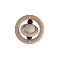 Natural wooden baby rattle planet teether toy with black beads and smooth organic texture - Black