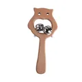 DIY beechwood owl baby rattle with metal bells and smooth wooden teething stick - Owl Style 2 (Double Bells)