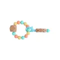 Silicone and beech wood baby teether ring with MOM letter beads and lobster clasp - Light Green