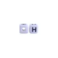 Witte 10mm vierkante alfabetkraal met zwarte letter H voor DIY speenkoorden - Letter H