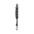 Catenella portaciuccio in cotone intrecciato grigio scuro con clip in metallo e nappa - Grigio scuro