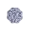 White 7mm cube plastic alphabet bead with black letter F for DIY name bracelets - Letter F