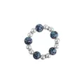 Handgefertigte Schnullerkette Armband mit Leopardenmuster und Marmor Silikonperlen - Armband / Grau
