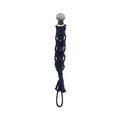 Catenella portaciuccio intrecciata a mano in cotone blu scuro con clip in metallo e frange - Blu Notte