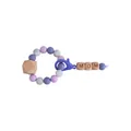 Silicone and beech wood MOM keychain ring with purple, grey and marble beads - Purple
