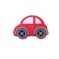 Charme de chaussure en silicone voiture rouge avec fenêtres blanches et roues grises - Voiture Rouge