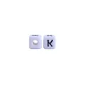 Witte vierkante 10mm plastic kraal met zwarte letter K voor DIY speenkoorden - Letter K