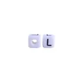 Witte vierkante plastic alfabet kralen met letter L voor DIY baby speenkoorden - L
