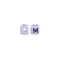 Witte 10mm plastic kubuskraal met letter M voor DIY baby-speenkettingen maken - M