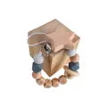 Baby pacifier clip with grey silicone beads, wooden baby letter cubes and star charm - Pentagram