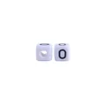 Witte 10mm kubuskraal met zwarte letter O voor DIY fopspeenkettingen en sieraden - Letter O