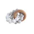 Silicone and beech wood teether ring featuring marble grey and white sensory beads - Marble Gray