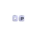 Witte vierkante 10mm kunststof kraal met zwarte letter P voor DIY-sieraden maken - Letter P