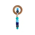DIY cartoon beech wood ring baby teether with blue and grey silicone beads and wood beads - Sapphire Blue