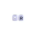 Witte 10mm vierkante plastic alfabet kraal met zwarte letter R voor DIY speenkettingen - Letter R