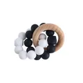 Baby beech wood and silicone teething ring with black and white geometric beads - Black