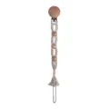 Handmade cream cotton braided baby pacifier clip with natural beech wood beads - Wood Bead Braided Style (1#)