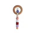 DIY beech wood and silicone baby teether rattle toy with colorful Morandi beads - Lilac Purple