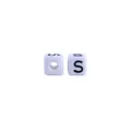 Witte 10mm plastic alfabet kraal letter S voor DIY fopspeenketting accessoires - S
